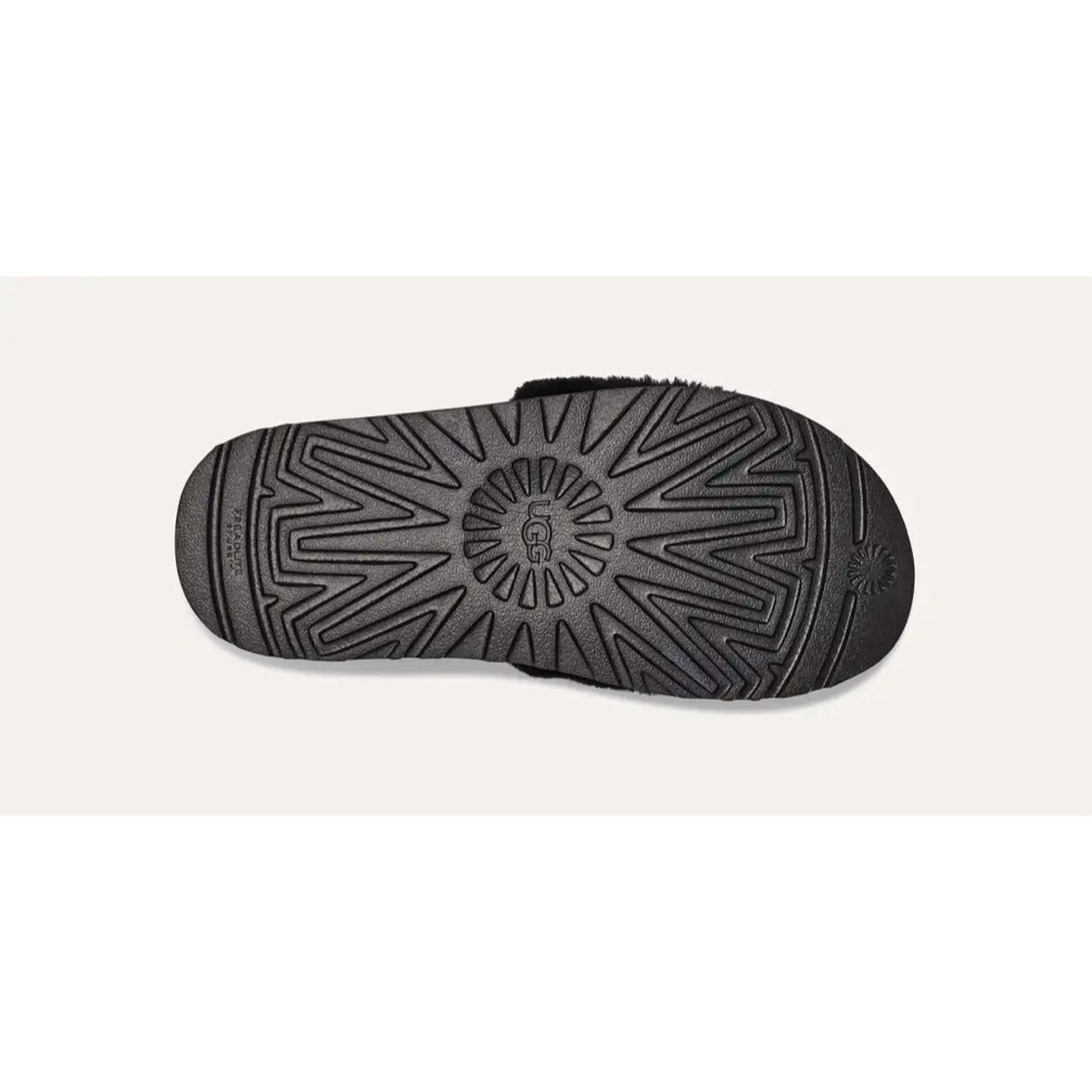 UGG Logo Black Laton Fur Slide - Picture 7 of 12